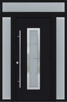 MODERN FRONT STEEL DOOR ARGOS BLACK/WHITE 61 1/16" X 95 11/16" RHI + SIDELITE LEFT/RIGHT + TRANSOM