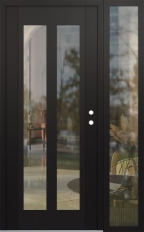 Diamond C14 52" x 80" black/black clear Glass Panel black LHI with Sidelite clear Glass