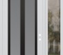 Modern Steel Front Door Diamond C14 50" x 96" white/white frosted Glass Panel black LHI with Sidelite and Transom clear Glass