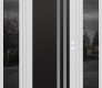 Modern Steel Front Door Diamond C6 64" x 80" white/white frosted Glass Panel black LHI with 2 Sidelites mirrored Glass