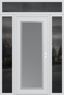 Diamond C1 64" x 96" white/white frosted Glass Panel stainless steel LHI with 2 Sidelites and Transom mirrored Glass