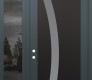 Modern Steel Front Door Diamond C4 52" x 96" anthracite/anthracite frosted Glass Panel black RHI with Sidelite and Transom mirrored Glass