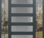 Modern Steel Front Door Diamond D5 60" x 80" anthracite/anthracite frosted Glass Panel stainless steel LHI with 2 Sidelites clear Glass