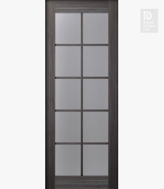 DOOR SLAB PALLADIO 10 LITE VETRO GRAY OAK 30" X 80" X 1 9/16" TEMPERED FROSTED GLASS