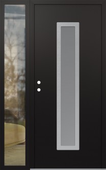 DIAMOND A11 48" X 80" BLACK/WHITE FROSTED GLASS PANEL STAINLESS STEEL RHI WITH SIDELITE CLEAR GLASS