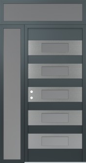 Diamond D5 48" x 96" anthracite/anthracite frosted Glass Panel stainless steel RHI with Sidelite and Transom frosted Glass