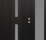 Modern Steel Front Door DIAMOND A6 50" X 80" BLACK/WHITE FROSTED GLASS PANEL BLACK LHI WITH SIDELITE FROSTED GLASS