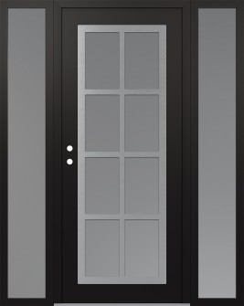 Diamond C16 60" x 80" black/white frosted Glass Panel stainless steel RHI with 2 Sidelites frosted Glass