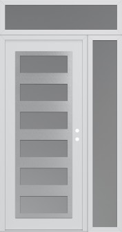 Diamond C9 52" x 96" white/white frosted Glass Panel stainless steel LHI with Sidelite and Transom frosted Glass