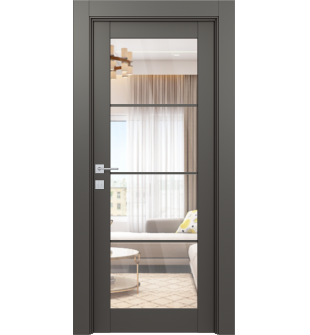 Avon 4 Lite Clear Vetro Gray Matte Single Doors