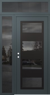 Diamond C2 52" x 96" anthracite/anthracite mirrored Glass Panel black RHI with Sidelite and Transom mirrored Glass