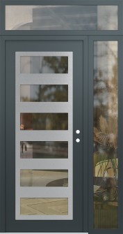 Diamond C9 52" x 96" anthracite/anthracite clear Glass Panel stainless steel LHI with Sidelite and Transom clear Glass