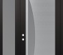 Modern Steel Front Door Diamond C13 48" x 96" black/white frosted Glass Panel stainless steel RHI with Sidelite and Transom frosted Glass