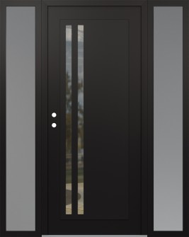 Diamond C6 64" x 80" black/black clear Glass Panel black RHI with 2 Sidelites frosted Glass