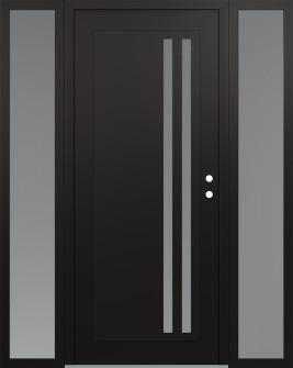 Diamond C6 64" x 80" black/white frosted Glass Panel black LHI with 2 Sidelites frosted Glass