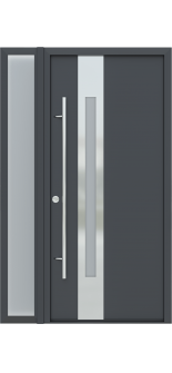 MODERN FRONT STEEL DOOR ZEPHYR ANTRACIT/WHITE 49 1/4" X 81 11/16" RHI + SIDELITE LEFT