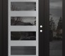 Modern Steel Front Door Diamond C9 50" x 80" black/black mirrored Glass Panel stainless steel LHI with Sidelite mirrored Glass