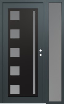 Diamond C3 50" x 80" anthracite/anthracite frosted Glass Panel black LHI with Sidelite frosted Glass