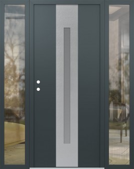 DIAMOND A2 64" X 80" ANTHRACITE/ANTHRACITE FROSTED GLASS PANEL STAINLESS STEEL RHI WITH 2 SIDELITES CLEAR GLASS