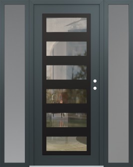 Diamond C9 64" x 80" anthracite/anthracite clear Glass Panel black LHI with 2 Sidelites frosted Glass