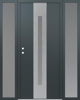 DIAMOND A2 60" X 80" ANTHRACITE/ANTHRACITE FROSTED GLASS PANEL STAINLESS STEEL RHI WITH 2 SIDELITES FROSTED GLASS