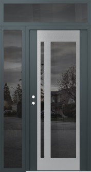 Diamond C15 50" x 96" anthracite/anthracite mirrored Glass Panel stainless steel RHI with Sidelite and Transom mirrored Glass