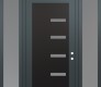 Modern Steel Front Door Diamond C8 60" x 96" anthracite/anthracite frosted Glass Panel black LHI with 2 Sidelites and Transom frosted Glass