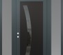 Modern Steel Front Door Diamond C4 68" x 96" anthracite/anthracite mirrored Glass Panel black RHI with 2 Sidelites and Transom frosted Glass