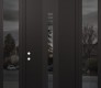 Modern Steel Front Door DIAMOND A5 64" X 96" BLACK/BLACK MIRRORED GLASS PANEL BLACK RHI WITH 2 SIDELITES AND TRANSOM MIRRORED GLASS