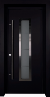 MODERN FRONT STEEL DOOR ARGOS BLACK/WHITE 37 7/16" X 81 11/16" RHI + HARDWARE