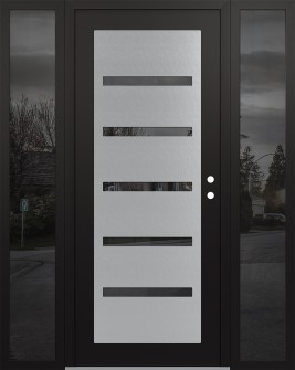 Diamond C7 60" x 80" black/black mirrored Glass Panel stainless steel LHI with 2 Sidelites mirrored Glass