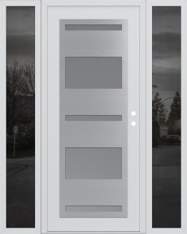 Diamond C10 64" x 80" white/white frosted Glass Panel stainless steel LHI with 2 Sidelites mirrored Glass