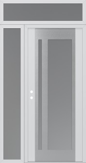 Diamond C15 52" x 96" white/white frosted Glass Panel stainless steel RHI with Sidelite and Transom frosted Glass