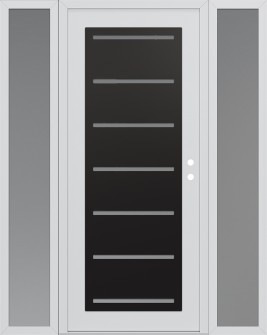 Diamond C11 64" x 80" white/white frosted Glass Panel black LHI with 2 Sidelites frosted Glass