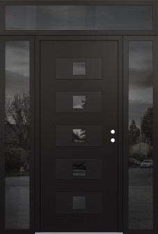 Diamond D8 64" x 96" black/black mirrored Glass Panel black LHI with 2 Sidelites and Transom mirrored Glass
