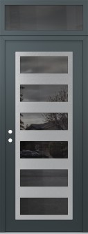 Diamond C9 36" x 96" anthracite/anthracite mirrored Glass Panel stainless steel RHI with Transom mirrored Glass