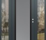 Modern Steel Front Door Diamond C1 64" x 80" anthracite/anthracite frosted Glass Panel black LHI with 2 Sidelites clear Glass