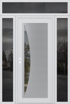 Diamond C13 60" x 96" white/white clear Glass Panel stainless steel RHI with 2 Sidelites and Transom mirrored Glass