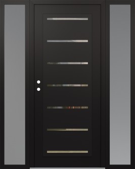 Diamond C11 60" x 80" black/black clear Glass Panel black RHI with 2 Sidelites frosted Glass