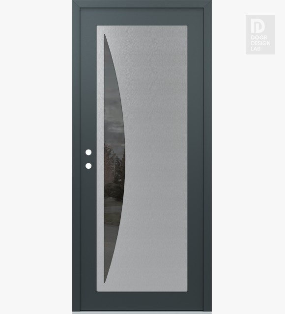 Modern Steel Front Door Diamond C13 36" x 80" anthracite/anthracite mirrored Glass Panel stainless steel RHI
