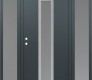 Modern Steel Front Door DIAMOND A11 64" X 80" ANTHRACITE/ANTHRACITE FROSTED GLASS PANEL STAINLESS STEEL RHI WITH 2 SIDELITES FROSTED GLASS