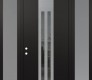 DIAMOND A8 64" X 96" BLACK/BLACK MIRRORED GLASS PANEL STAINLESS STEEL LHI WITH 2 SIDELITES AND TRANSOM FROSTED GLASS