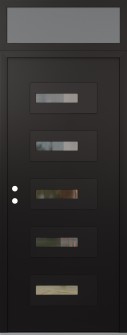 Diamond D6 36" x 96" black/black clear Glass Panel black RHI with Transom frosted Glass
