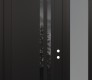 Modern Steel Front Door Diamond C6 52" x 96" black/black mirrored Glass Panel black LHI with Sidelite and Transom frosted Glass