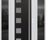 Modern Steel Front Door Diamond C3 68" x 80" white/white frosted Glass Panel black LHI with 2 Sidelites mirrored Glass