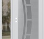 Modern Steel Front Door Diamond C12 50" x 80" white/white frosted Glass Panel stainless steel RHI with Sidelite clear Glass