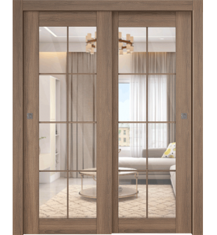 Avon 8 Lite Clear Vetro Pecan Nutwood Bypass doors