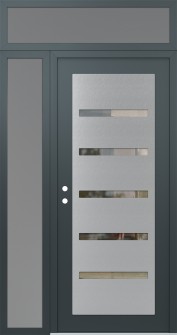 Diamond C7 48" x 96" anthracite/anthracite clear Glass Panel stainless steel RHI with Sidelite and Transom frosted Glass