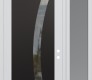 Modern Steel Front Door Diamond C4 48" x 96" white/white clear Glass Panel black LHI with Sidelite and Transom frosted Glass