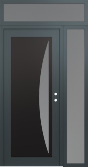 Diamond C13 52" x 96" anthracite/anthracite frosted Glass Panel black LHI with Sidelite and Transom frosted Glass